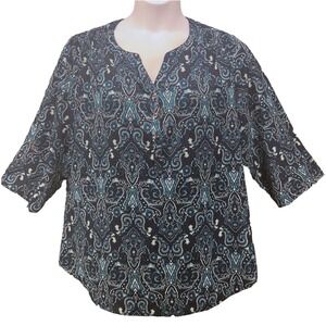 Croft And Barrow Paisley Blouse Blue XXL
